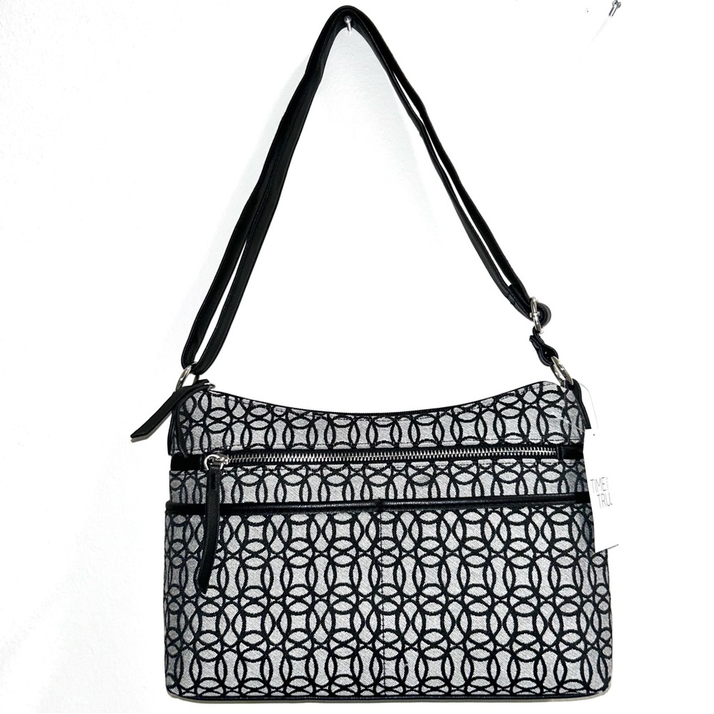 Time and Tru Geometric Black and White Shoulder Bag - Picture 2 of 9